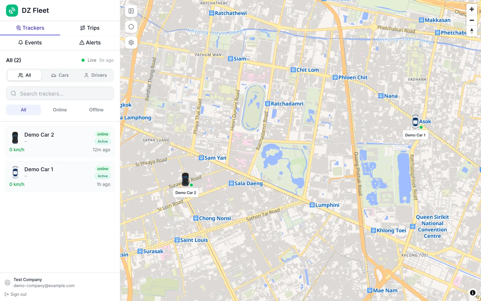 หน้า Live Map สำหรับเจ้าหน้าที่ฝ่ายบริษัทลูกค้า