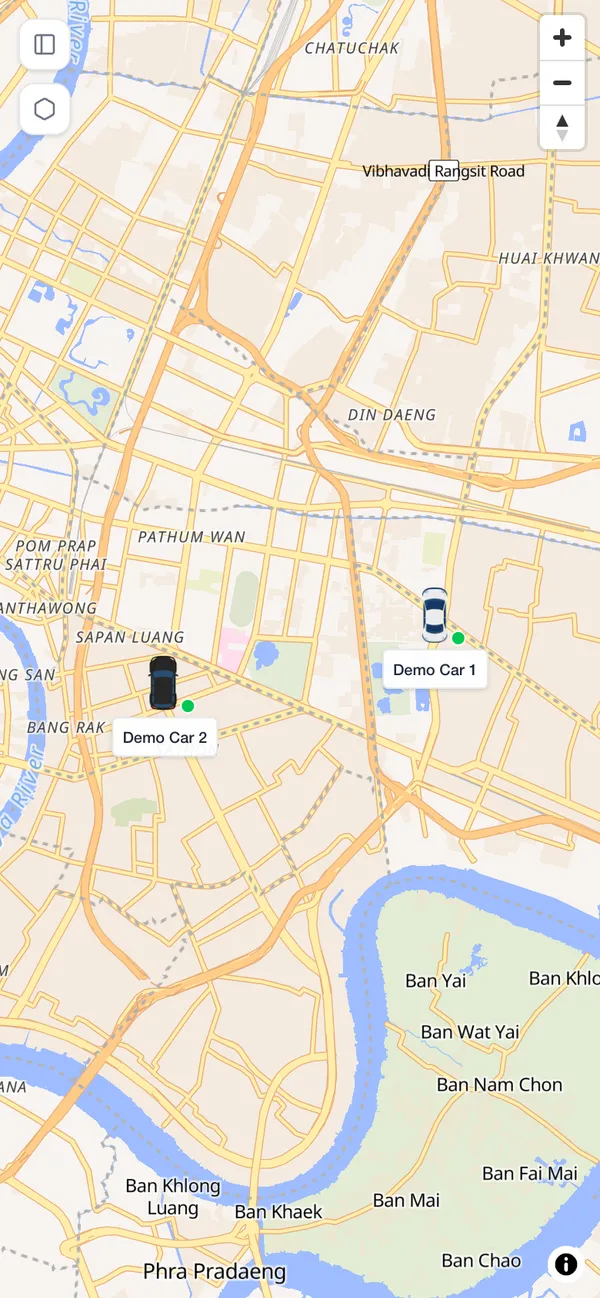 แผนที่แสดงตำแหน่งปัจจุบันของรถ